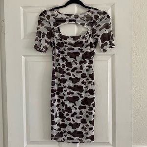 Cow print mesh dress